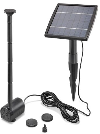 Pompe de bassin professionnelle Esotec 101905 - 1,5 watt - Kit complet - Alimentée par énergie solaire - Débit : 140 l/h - Hauteur de refoulement : 80 cm