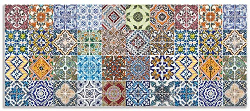 ARTland Spritzschutz Küchenrückwand aus Alu für Küche Herd Spüle 120x50 cm (BxH) mit Motiv Fliesenmuster Abstrakt Landhaus Fliesenoptik Orient Bunt T9OM
