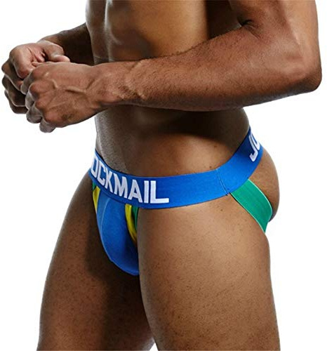 JOCKMAIL Ropa Interior para Hombre Sexy suspensorio Tangas para Hombre Slip Transpirable para Hombre (L, Azul)