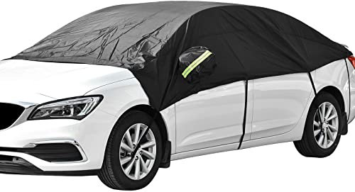 Queta Halbgarage Autoabdeckung, Autogarage Abdeckplane Phosphoreszierend Auto Halbgarage Frontscheibe Schutzhülle Schneeschutz UV-Schutz