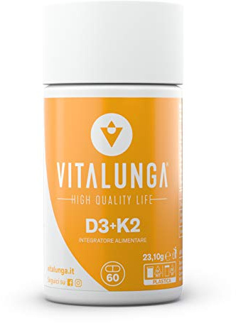 Vitamina D3 K2 - Vitamina D3 2000 ui + Vitamina K2 MK7 + Zinco Integratore Altissimo Dosaggio Rinforza Difese Immunitarie Ossa Denti Articolazioni E Muscoli 60 Capsule Made in Italy – Vitalunga