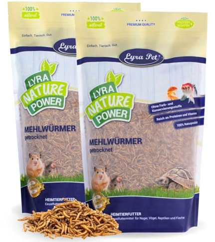 Lyra Pet® | 2 x 5 kg Mehlwürmer getrocknet | Proteinreiches Vogelfutter | Für Wildvögel, Nager, Reptilien & Fische | Nahrhaftes Futter | Energiespender für Insektenfresser | Vitamine & Mineralstoffe