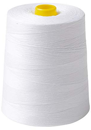 IPEA Nähgarn für Nähmaschine und Overlock - Große Spule 9000 Meter (10000 Yard) – Polyestergarn zum Nähen – Overlockgarn – Garn – Weiß