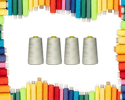 Rohans Overlock Filato da 40/2 (120), 4570 metri, coni di filo per macchina da cucire, multi colore, 100% poliestere (crema, 4)
