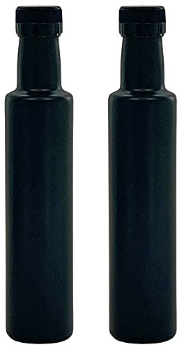 mikken 2 x Ölflasche 250 ml Ölspender mit Ausgießer Schwarz Glas Essig und Öl Set