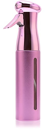 Salon Style Hair Spray Bottle, Fine Mist Continuous Spray Bottle | 10 Oz Luminous Aerosol Free Water Sprayer for Hairstyling, Plants, Cleaning Solutions Dispensing - Purple