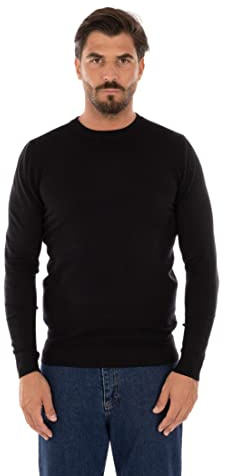 Maglione Uomo Lana e Cashmere Invernale Pullover Maglioncino Girocollo Sottogiacca (as6, Alpha, 3X_l, Regular, Regular, Nero, 3XL)