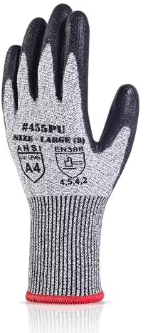 AovYoo Guantes de Trabajo Guantes Anticorte Nivel 5 - Carnicero/Jardineria/Cocina/Guantes de Seguridad (1, XL)