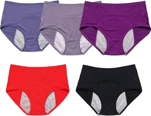 MOLKKI Calzoncillos de Mujer Absorbentes para Incontinencia Bragas Menstruales Absorbentes Incontinencia Protección de Fugas de Orina Algodón Ecológicas Lavables Reutilizables B,6XL(105-115kg)