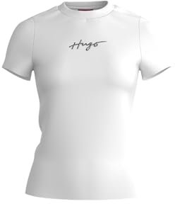 HUGO Damen Classic Tee_4 T_Shirt, White100, XL EU