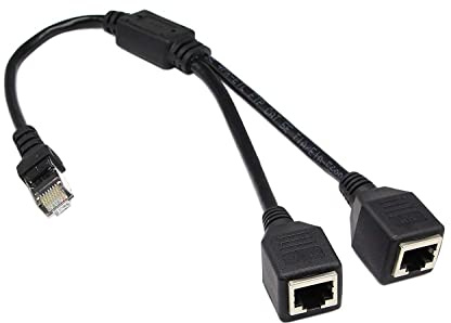 BUBUCAM Adaptador divisor RJ45, RJ45 macho de 1 a 2 puertos hembra, conector de enchufe Ethernet, divisor LAN Ethernet, cable de enchufe de red para Cat5, Cat5e, Cat6, Cat7