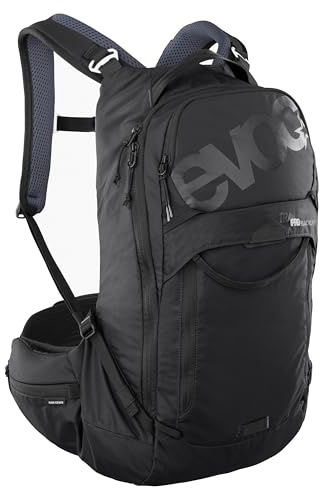 EVOC Zaino TRAIL PRO BLACKLINE 16 protector (zaino leggero con protezione per la schiena, incl. scomparto per vescica di idratazione, vestibilità ottimizzata, L/XL), nero