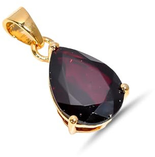 Stone House Granat Birnenform 10x14mm facettiert 925 Sterling Silber handgefertigt Anhänger Halskette für Frauen Schmuck Geschenk für Sie SP15-07-24