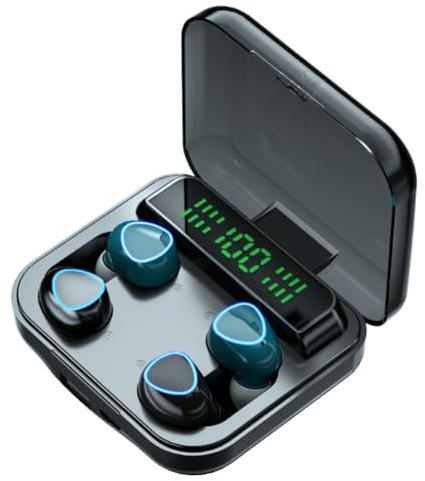 Sctecoau M22 Cuffie Wireless per Coppia con Display Digitale Touch Cuffie Bluetooth Doppi Auricolari Cuffie con Cancellazione del Rumore