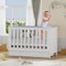 Cot Bed Bedside Baby Crib with Changing Table Toddler Bed for Baby with Adjustable Base Teething Rail Large Drawer Convertible Baby Bed Nursery Furniture Newborn Essentials up to 3 Years (White)