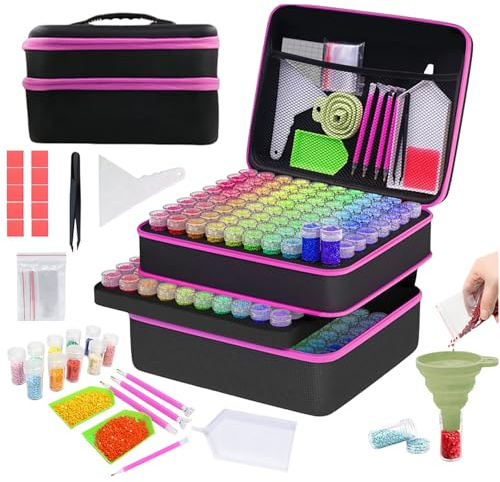 Diamond Painting Kit,240 Pezzi Di Bottigliette,Con Scatola,Imbuto,Adesivi e Altri Accessori,Adatto Per La Pittura a Diamante,La Conservazione,Ecc.(Colore: Rosa)