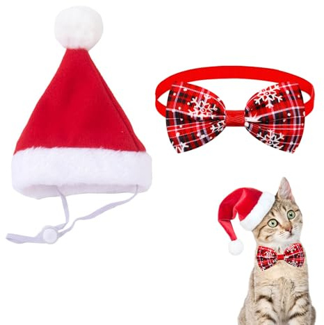 Chapeau De Père Santa pour Chien Et Chat,Bonnet Réglable De Noël Chien,Chapeau De Costume De Santa pour Animal,Bonnet De Déguisement Chien,pour Chat Et Chiot,avec Noeud Papillon,1 Pièce