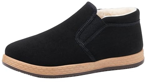 Generisch Botas de invierno para hombre suaves, botas de nieve para hombre con forro polar, zapatos de invierno, antideslizantes, térmicos, informales, sin cordones, cómodas, de caña corta, Negro