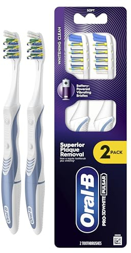 ORAL-B PRO-3DWHITE Pulsar Battery-Powered Toothbrush – for Whitening & Plaque Removal – Medium Bristles, 2X