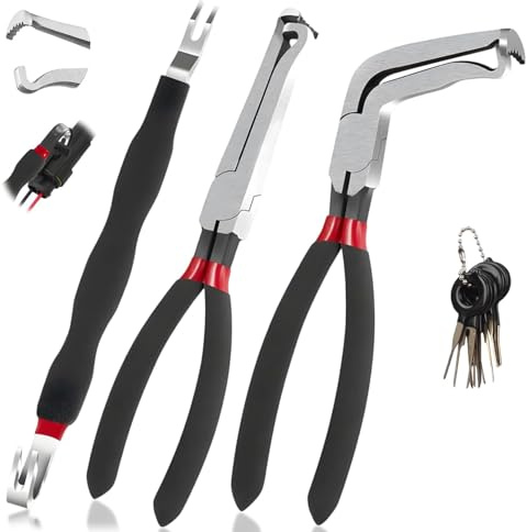 Kit 3 Outils Démontage Connecteurs Électriques Auto + 8 Clés Déverrouillage Bornes – Pince Déconnecteur Câblage Voiture pour Réparation Automobile