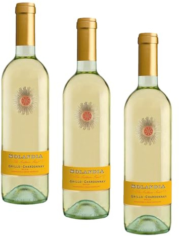 Solandia Grillo Chardonnay Sicilia DOC - Vino Bianco, 750 ml (Confezione da 3)