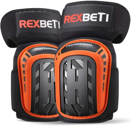 REXBETI Genouillères pour le travail, la construction de genouillères en gel - Robustes, confortables et antidérapantes en mousse pour nettoyer les sols et le jardin - Sangles extensibles solides