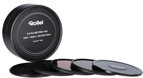 Rollei F:X Pro ND Filterset (ND8, ND64, ND1000) Neutraldichtefilter Set mit 3 Graufiltern (58mm) mit Ultrafeinem Coating Kratzfest Wasserdicht Rundfilter für Kameraobjektiv