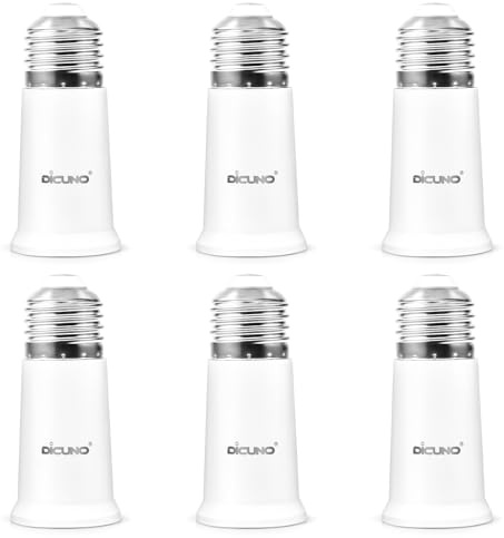 DiCUNO E26 Socket Extender 1.97 Inch, Light Bulb Socket Extender, 6-Pack