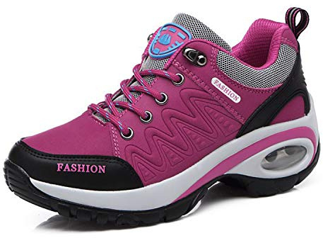 Sneakers dam bantning skor dam promenadskor gymnastik fitness kilar plattform skor, Rosenröd, 37 EU