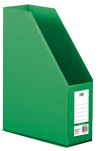 D.RECT Kunststoff-Organizer, Zeitschriftenhalter, Stehsammler mit Sichtfenster zum Beschriften PVC A4 90mm, zusammenlegbar, Grün