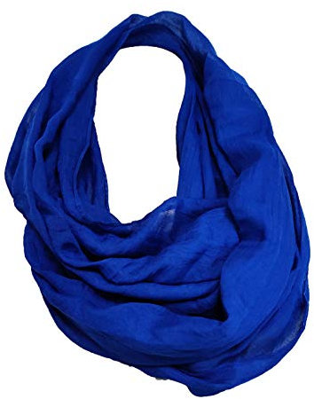 J26 Einfarbig Sommer Loop Glitzer Glitter Cotton Uni Rundschal Schlauchschal Stola Schal leicht Frühling (Royalblau)