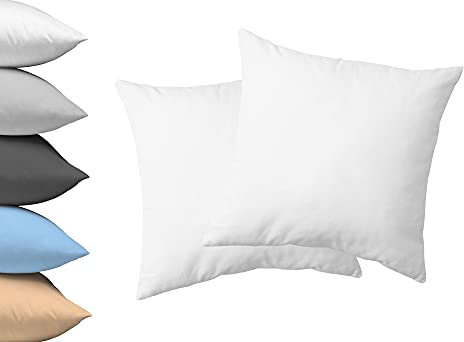 2er Set Kopfkissenbezug 40x40cm, Doppelpack Kissenbezug, Serie Jasmin - kuschelig weich - Weiß, 100% Baumwolle