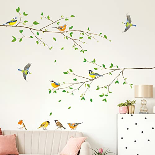 DECOWALL SG-2111 Vogel auf Ast Wandaufkleber Abziehbilder Wandtattoo Schälen und aufkleben Abnehmbar für Kinderzimmer Schlafzimmer Wohnzimmer Kunst Wandbilder Dekorationen