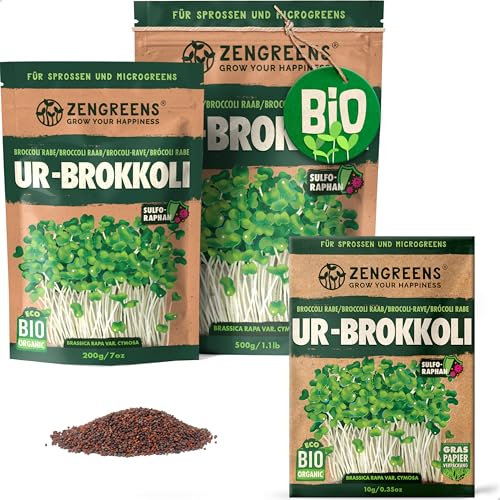 ZenGreens® - Graines de brocoli bio - Choisissez entre 10g, 200g et 500g - Graines de brocoli avec un taux de germination supérieur à 97% - Microgreens
