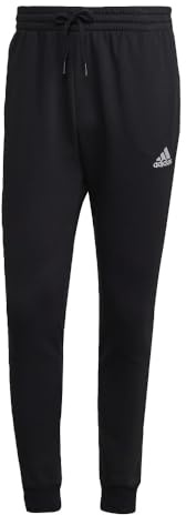adidas Mens Essentials Fleece Regular Tapered Pants Black/White Medium