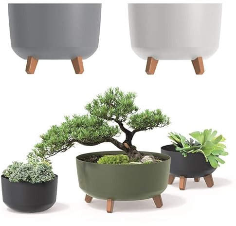 R.G. Blumentopf Blumenkübel mit Füßen Schale Pflanzschale Rund Übertopf Pflanztopf Blumenschale (39cm Grau)
