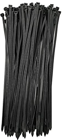Kabelbinder, extra lang, 400 mm x 7,6 mm, selbstsichernde Nylon-Kabelbinder, Schwarz, 100 Stück