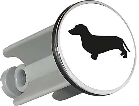 Huuraa Waschbeckenstöpsel Dackel Silhouette Geschenk 4cm höhenverstellbar 6,5 bis 8,5cm Dackel Geschenkidee
