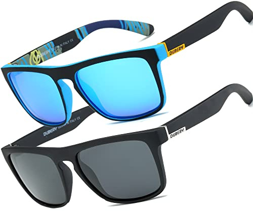 HGDGears Polarisierte Sonnenbrille für Herren Damen-UV400 Schutz Leicht Retro Klassische Vintage-Ideal für Autofahren,Reisen,Angeln,Outdoor-Aktivitäten（Blau+Schwarz）