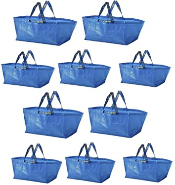 BFSEALS Carrier Frakta Storage Bag, 10 pcs, elegant blue color, Shopping and transportation Bag. Large size 21 ¾x14 ½x13 ¾ /19 gallon