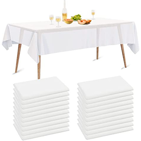 Luriseminger Nappe Blanche Jetable Effet Tissu, Lot de 10, 150 x 280 cm | Effet tissu léger, non-tissé avec film PE, reliées par des perforations et légèrement translucides, pour grandes tables