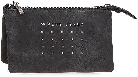 Pepe Jeans Holly Monedero Tres Compartimentos Negro 17,5x9,5x2 cms Piel sintética