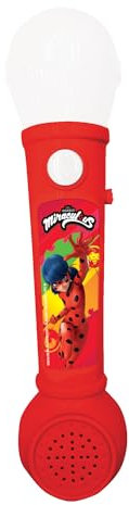 Lexibook Miraculous - Beleuchtetes Mikrofon für Kinder, musikalisches Spielzeug, eingebauter Lautsprecher, Lichteffekte, inklusive Demo-Melodien, rot, MIC80MI