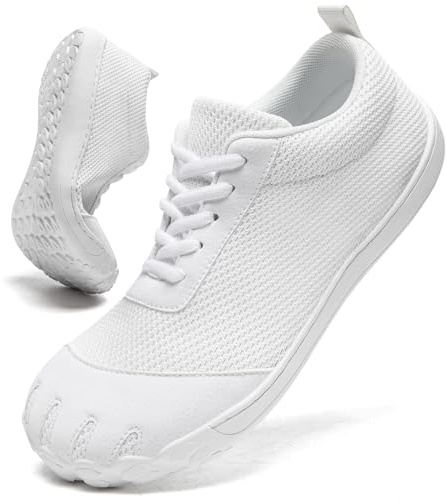 Oltyutc Barefoot Shoes Mens Trainers Walking Shoes Wide Fit Trail Running Minimalist Breathable Sport Sommer Shoes White Mens Size 7 UK(Label Size:41)