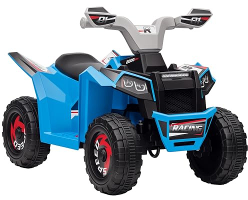 HOMCOM Quad électrique pour Enfants, véhicule électrique avec Fonction Marche Avant et arrière, 2,5 km/h, 6 V Mini Quad électrique pour Enfants 1,5-3 Ans, Bleu