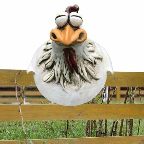 Poulet décoratif de jardin en résine synthétique - Poulet - Tabouret de clôture - Résistant aux intempéries - Décoration de jardin - Poulet - Décoration de jardin - Clôture - Décoration de jardin pour