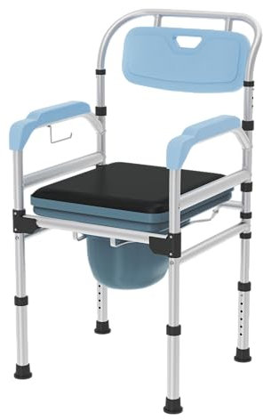 FIVMEN Toilettenstuhl Toilettenhocker für Senioren Höhenverstellbar Toilettenstühle WC-Stuhl Nachtstuhl Dusch Duschstuhl mit Toiletteneimer und Gepolsterter Sitzplatte, Belastbarkeit bis 200kg