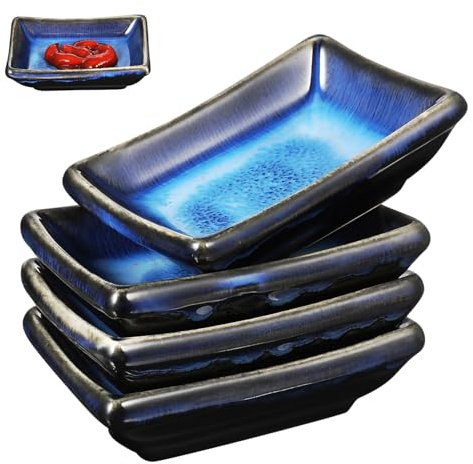 TOPBATHY 4pièces Lot De Plats à Sauce Céramique Bols à Trempette Pour Accompagnements Service à Sauce Et Plats De Partage