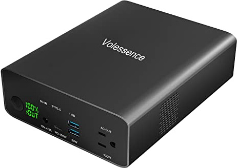 Volessence 80000mAh 130W Portable Power Station with AC Output & PD 100W Fast Charge,Power Bank Battery Backup for Business Travel Outdoor Camping and Home Emergency Outage