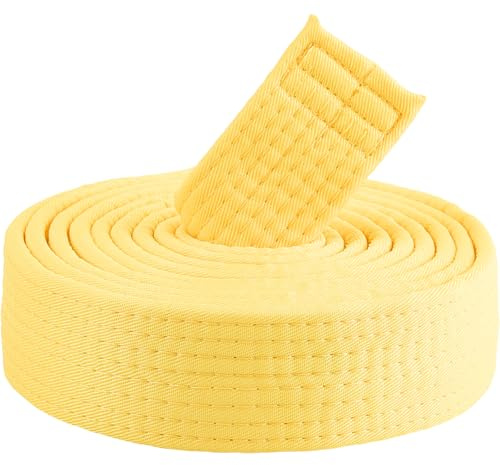 CREATCABIN Gelber Brasilianischer Jiu Jitsu Gürtel Polyester Kampfsport Gürtel Judo TKD Aikido Einheitlicher Ranggürtel Universelle Passform Gürtel Taekwondo Für Männer Frauen Trainingsausrüstung 2.6m